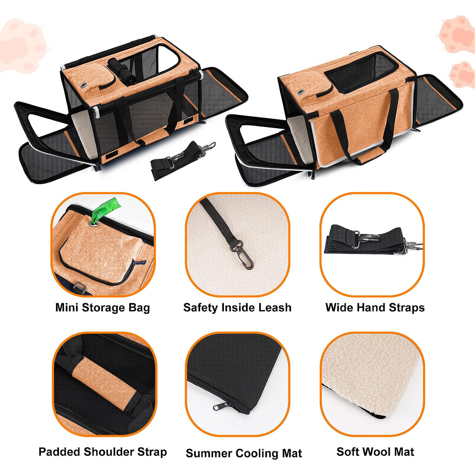 GAPZER Dog Carry Bag with machine-washable faux lambskin liner
