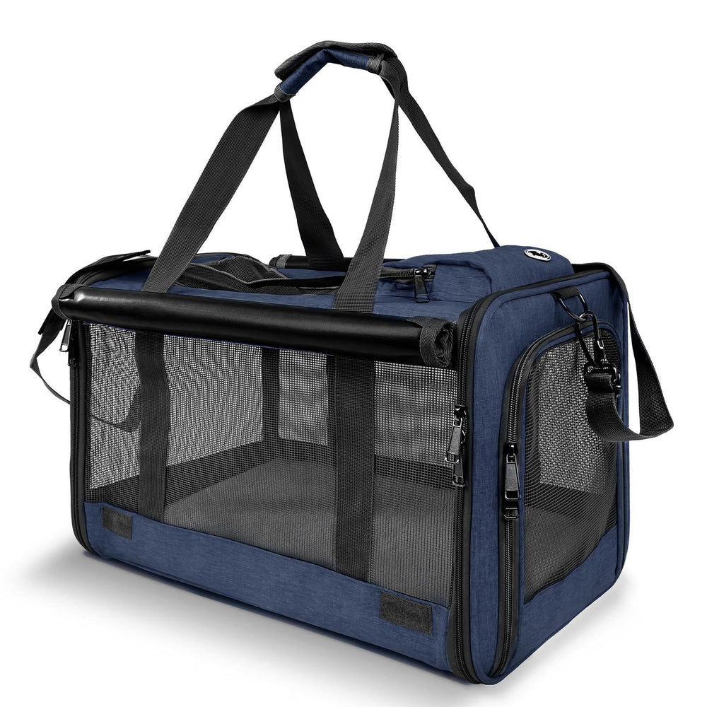 GAPZER large cat carrier exterior view in dark blue for travel comfort