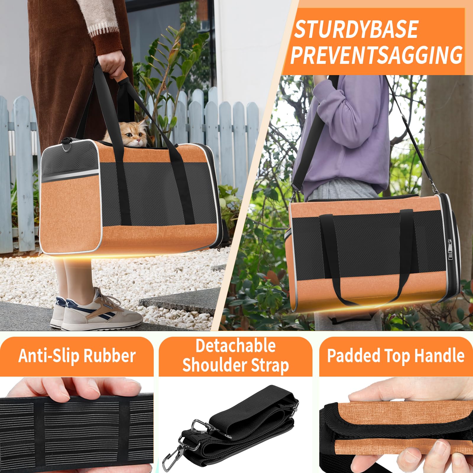 GAPZER Large Cat Carry Bag solid floor mat prevents sagging under pets.