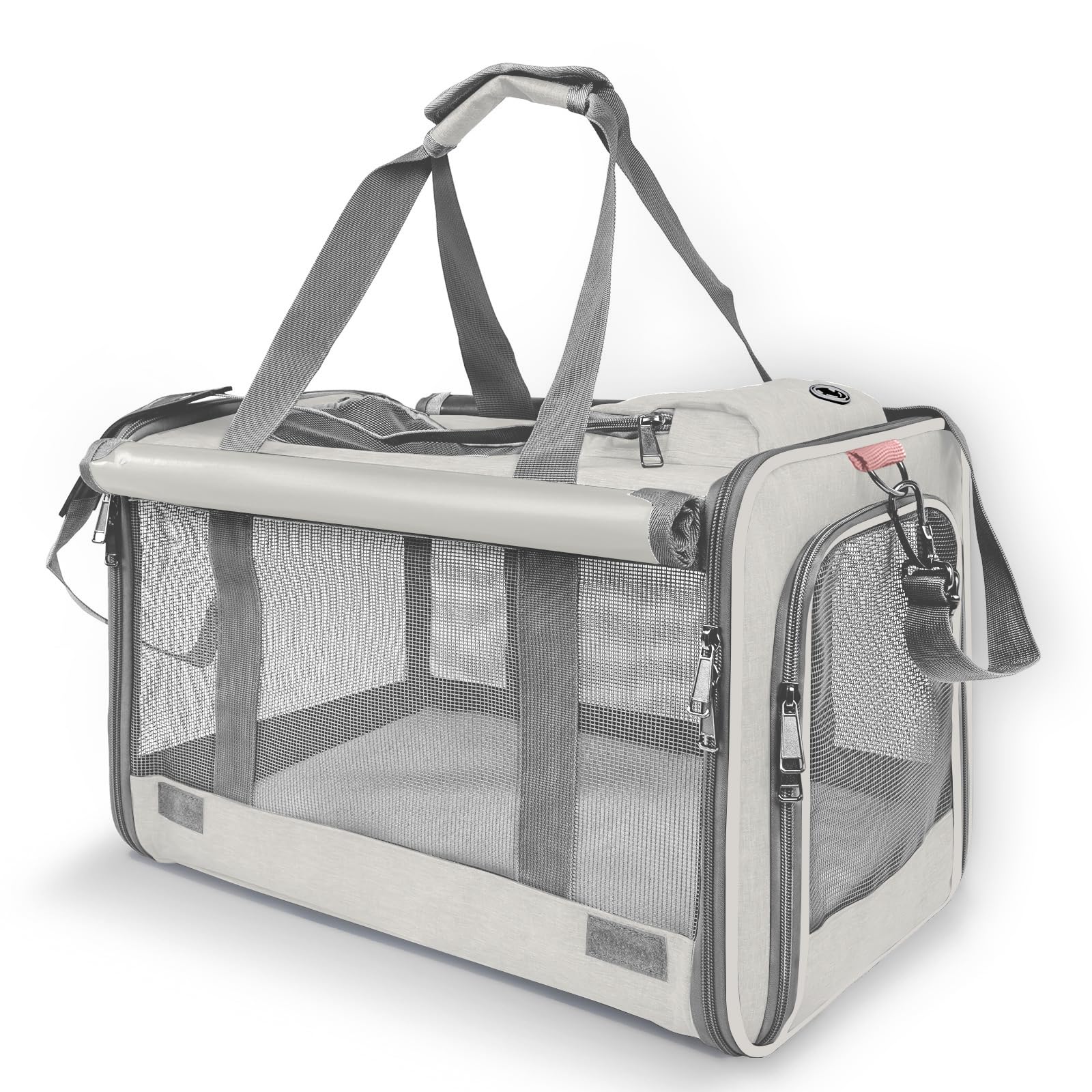 GAPZER large cat carrier front view with roomy interior for comfortable travel.