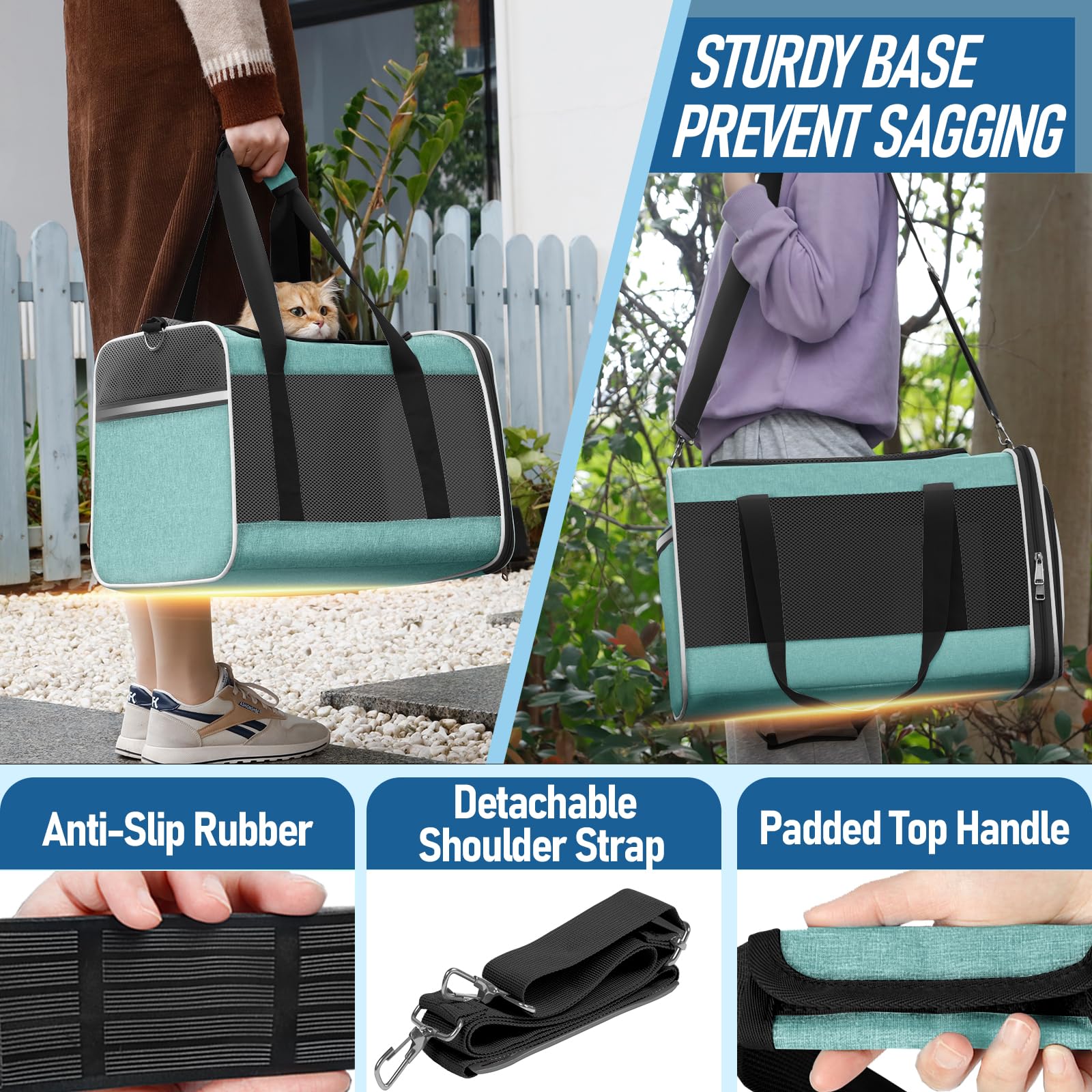 GAPZER Soft Cat Carrier teal collapsible design for simple storage