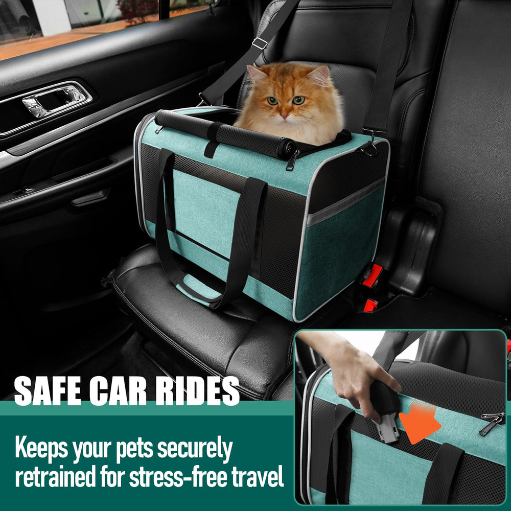 GAPZER Soft Cat Carrier teal reflective stripe for night safety