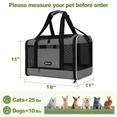 GAPZER soft pet carrier with mesh ventilation for breathable comfort on trips