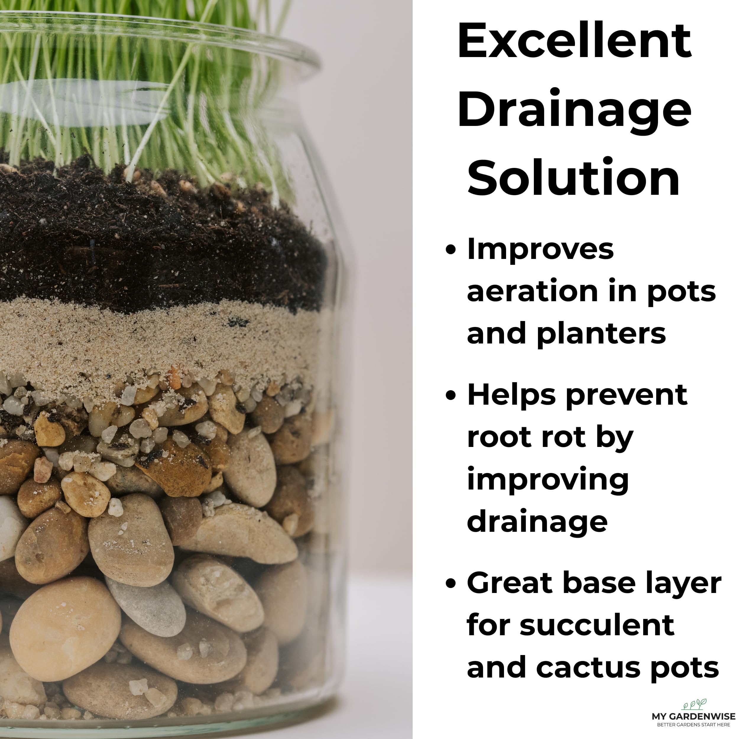 GardenWise sand used as top-dressing enhances aesthetic finish in planters and terrariums.