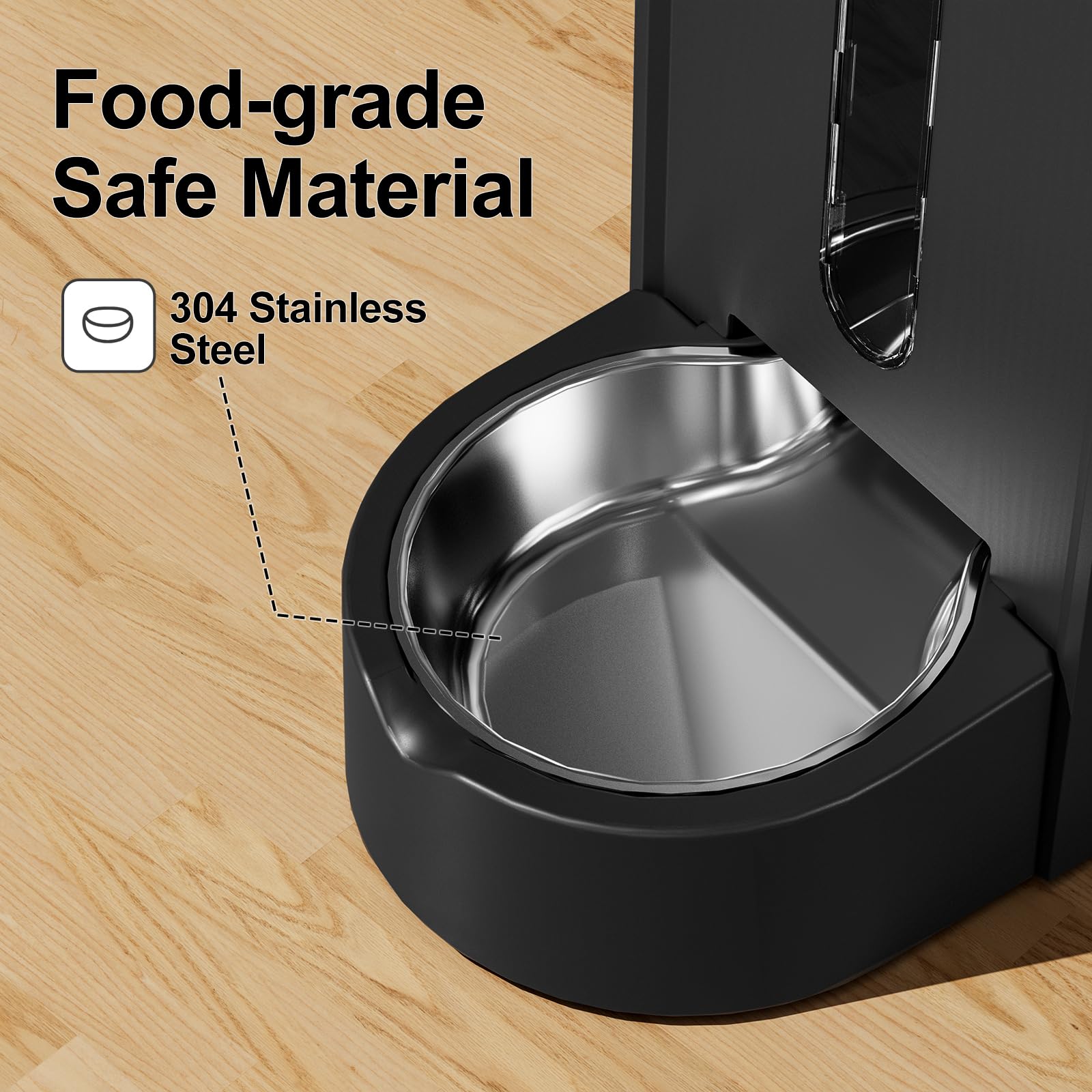 Gardner Pet 304 stainless steel water bowl for durability.