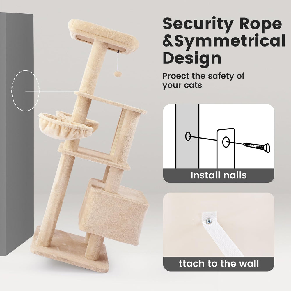 Gardner Pet 65in cat tree tool-free assembly enables quick setup