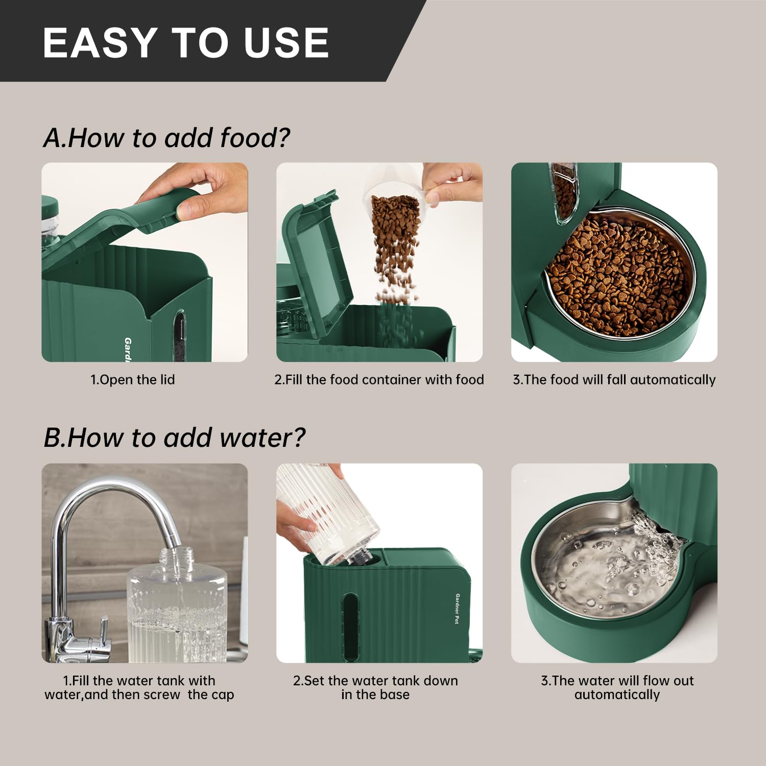 Gardner Pet 180-degree adjustable base allows versatile placement