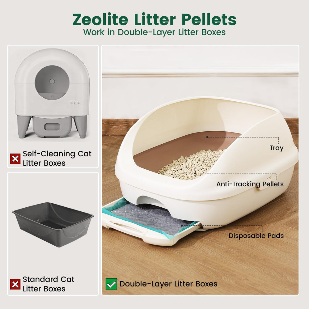 Zeolite plus clay moisture control keeps the litter box drier