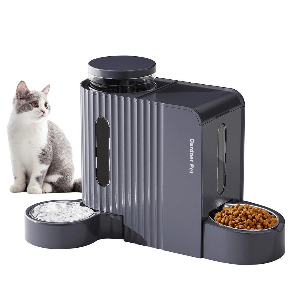 Gardner Pet automatic gravity feeder shown for convenient hands-off feeding.