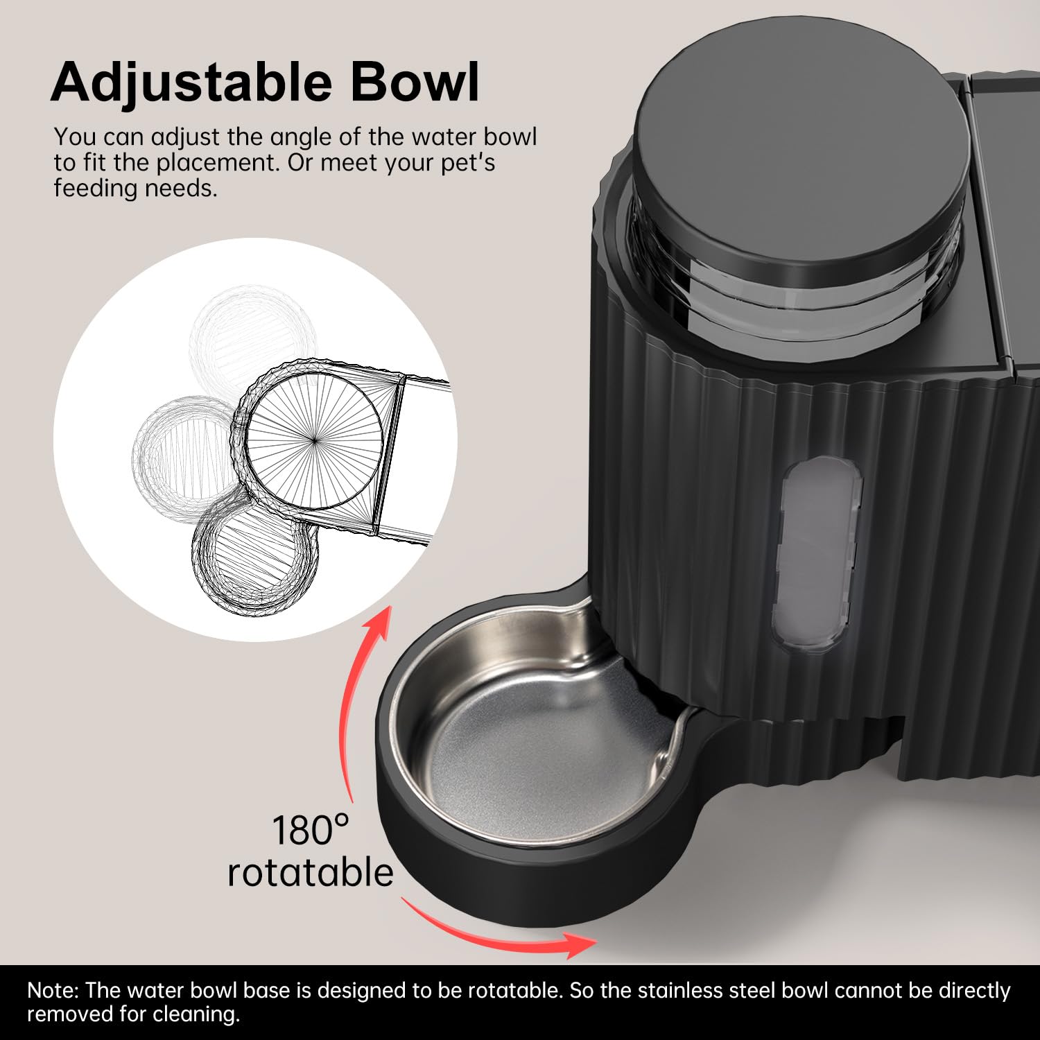 Gardner Pet automatic gravity feeding system reduces daily refills.