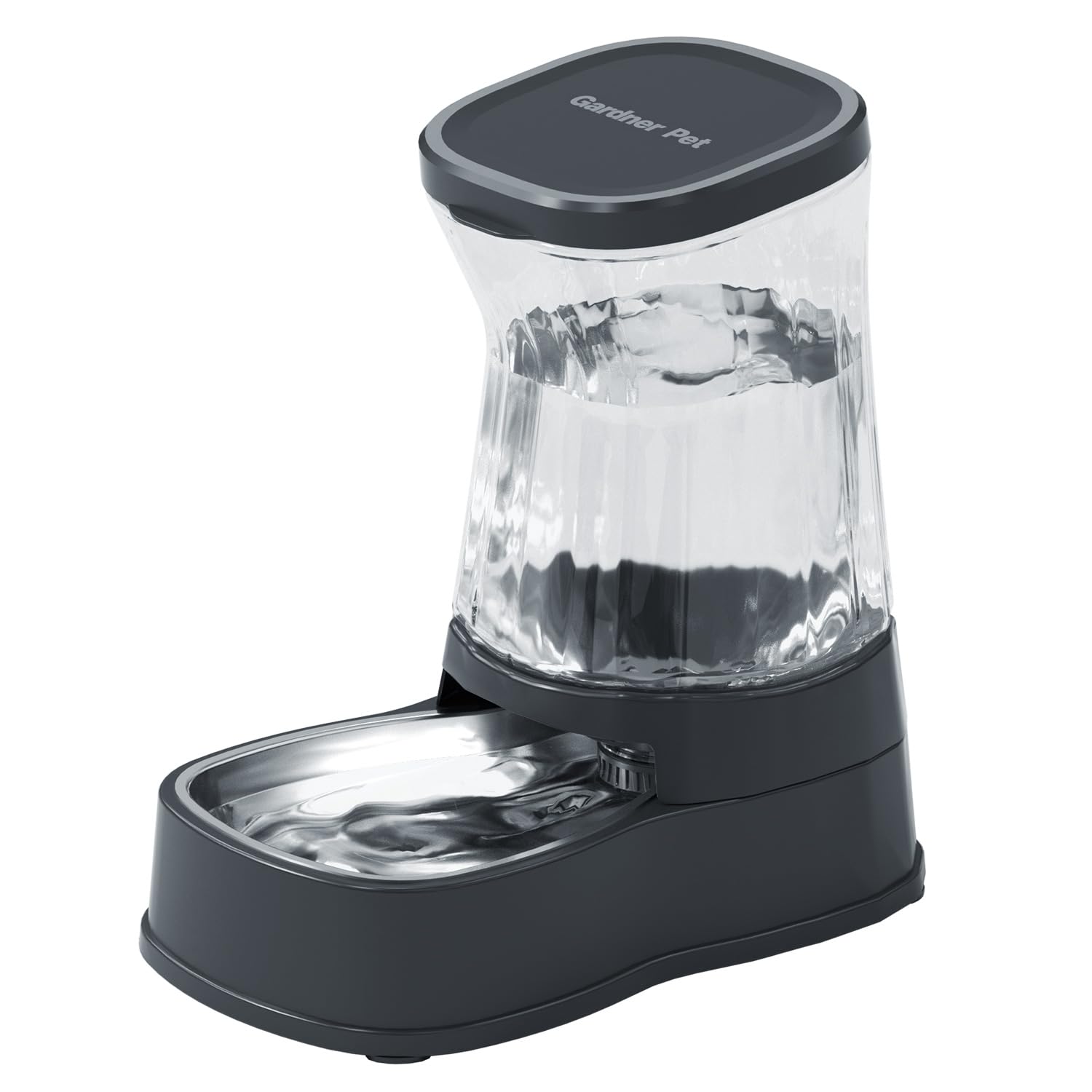 Gardner Pet automatic water dispenser base provides steady gravity refill for pets.