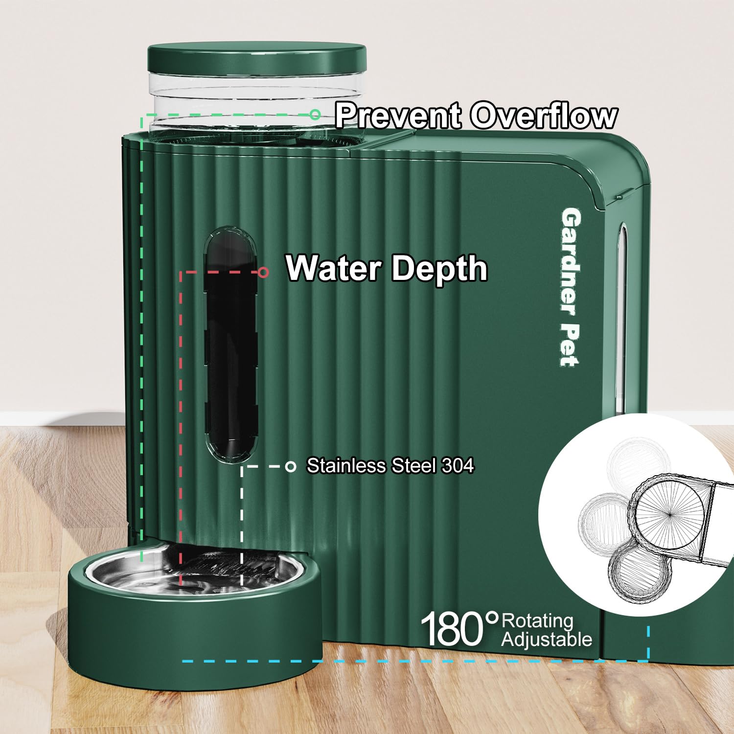 Gardner Pet BPA-free materials label confirms safe construction.