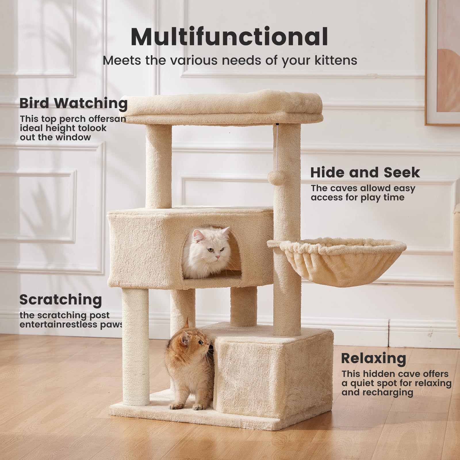 Gardner Pet Cat Tower 2-8-inch thickened posts for durable scratching