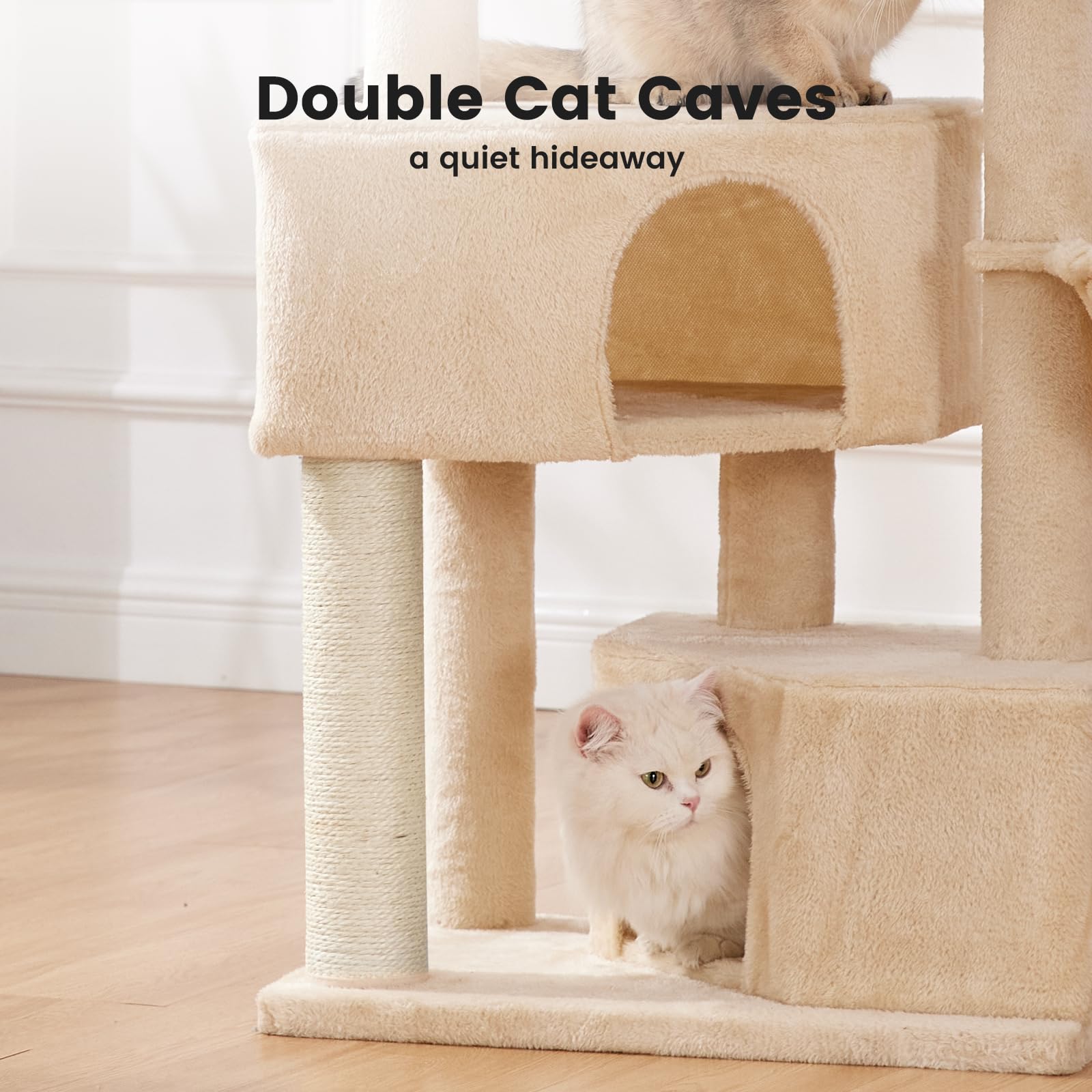 Gardner Pet Cat Tower sturdy base in a beige finish for modern homes