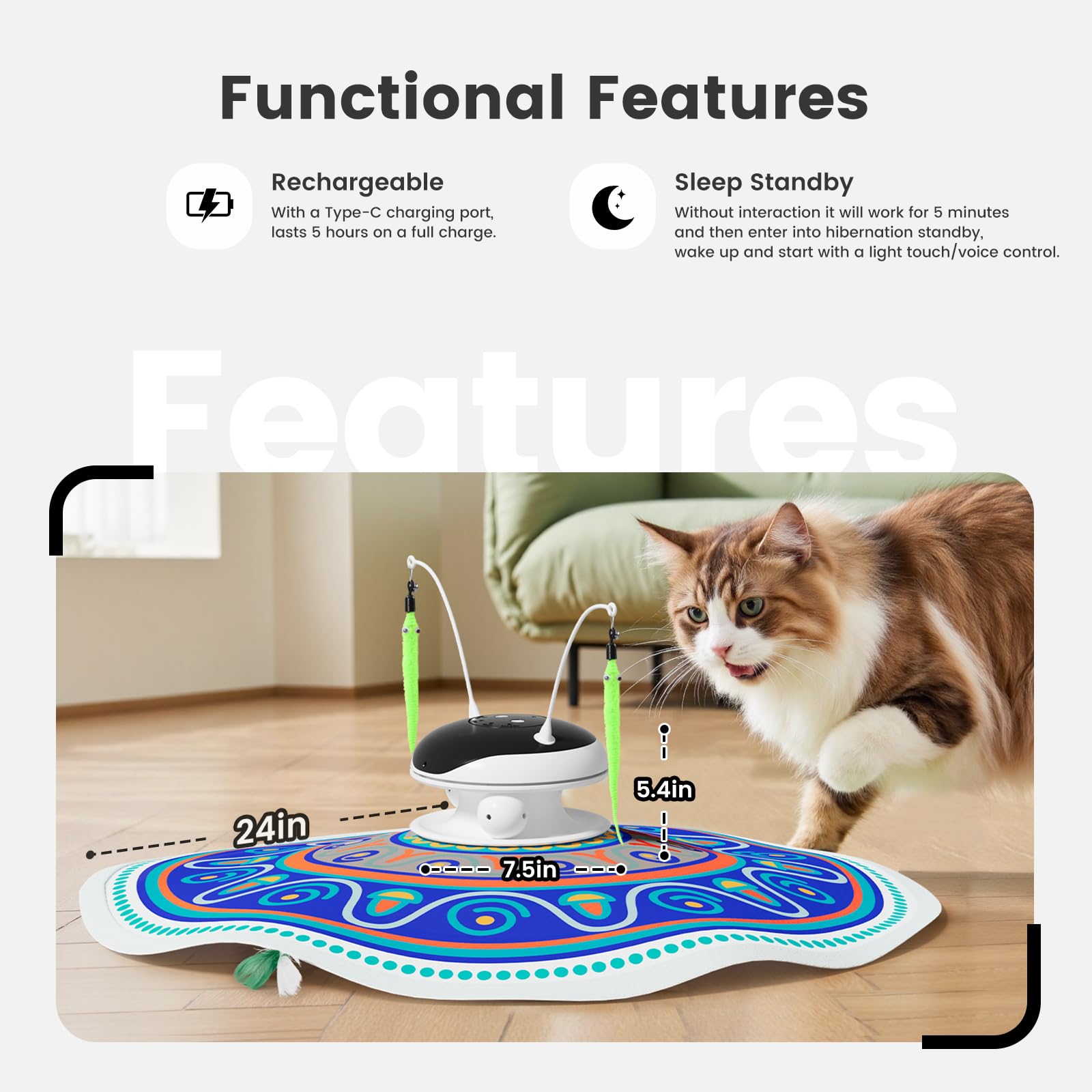 Gardner Pet recharge-indicator lights help monitor battery status.