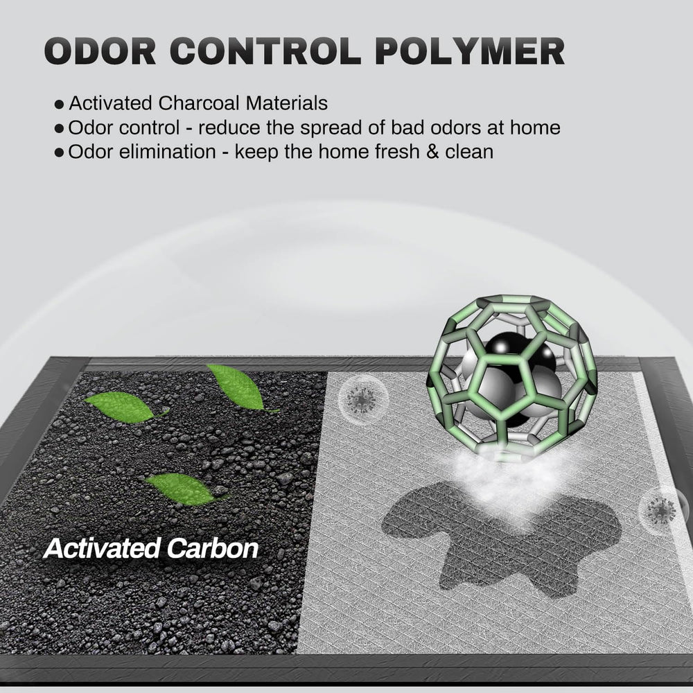 Closeup of charcoal layer in Gardner Pet pads highlighting odor control feature