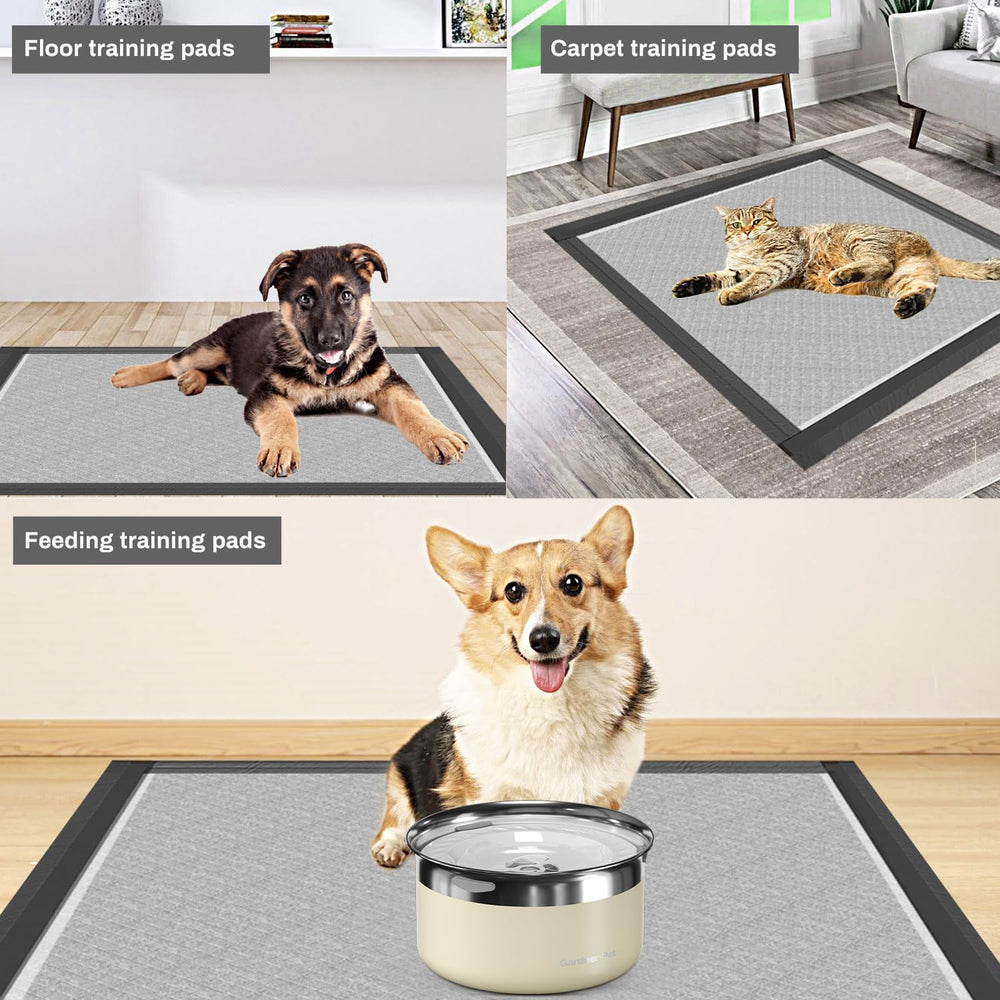 Gardner Pet Charcoal Puppy Pads double leak proof border contains liquids.