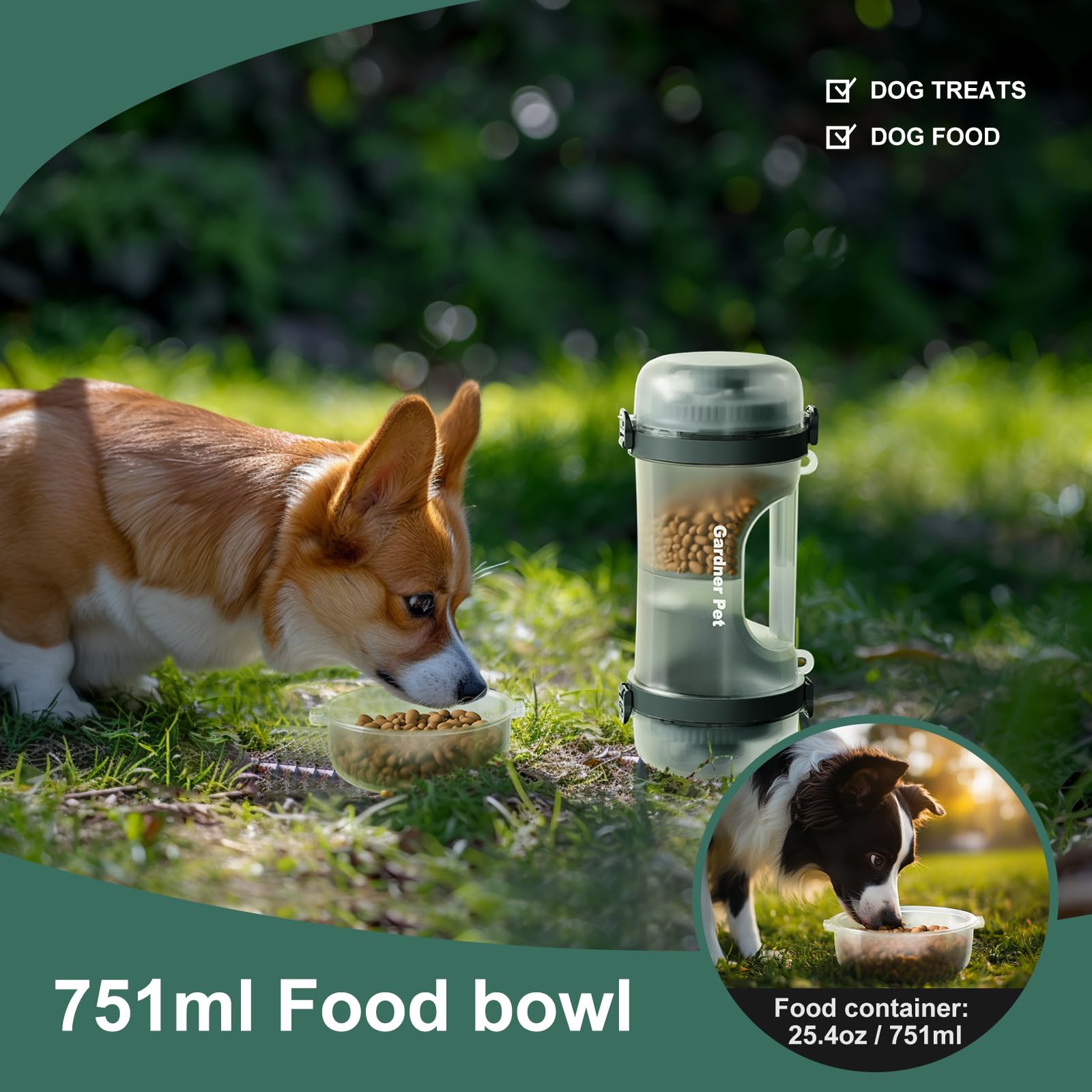 Gardner Pet collapsible dog bowls save space in a backpack.