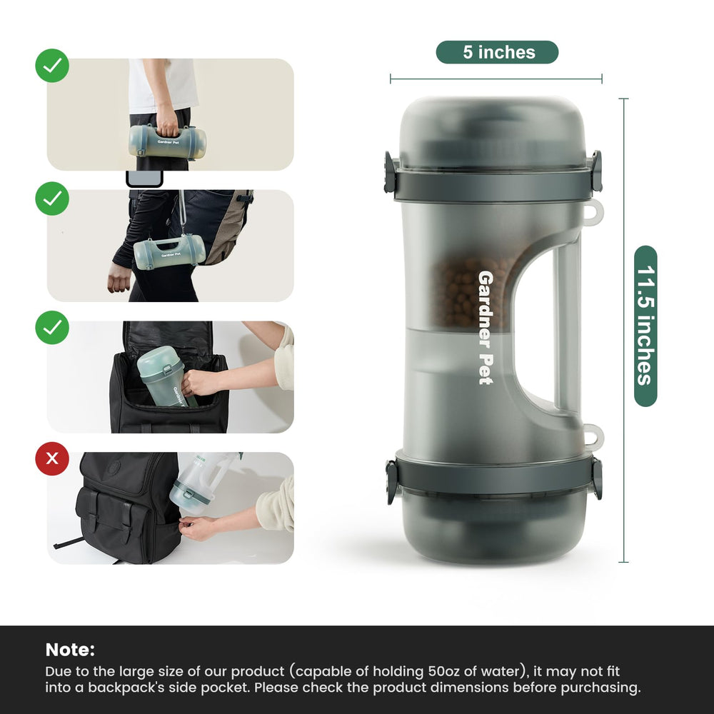 Gardner Pet compact travel kit in gray for outdoor adventures.