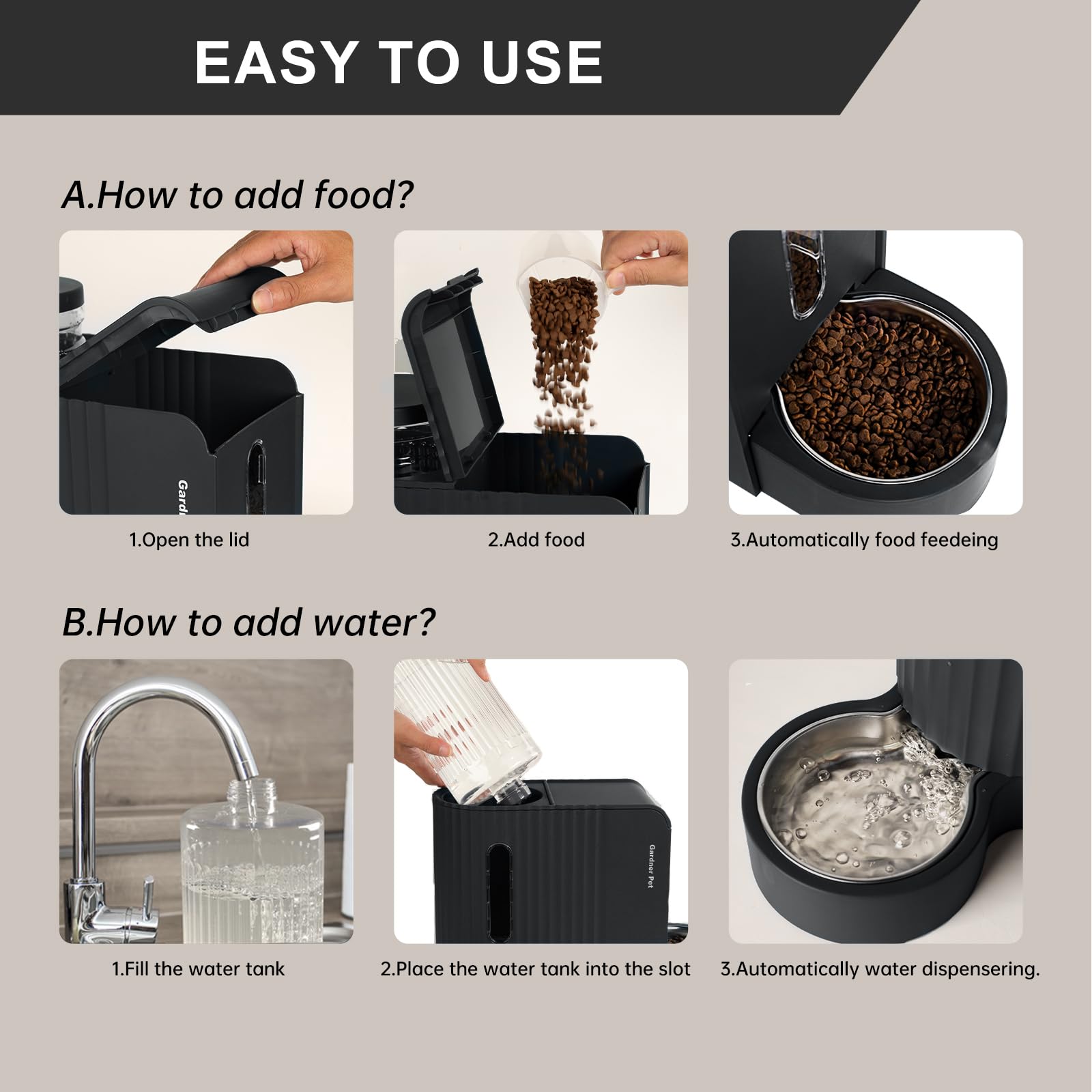 Gardner Pet detachable parts enable easy cleaning and maintenance.