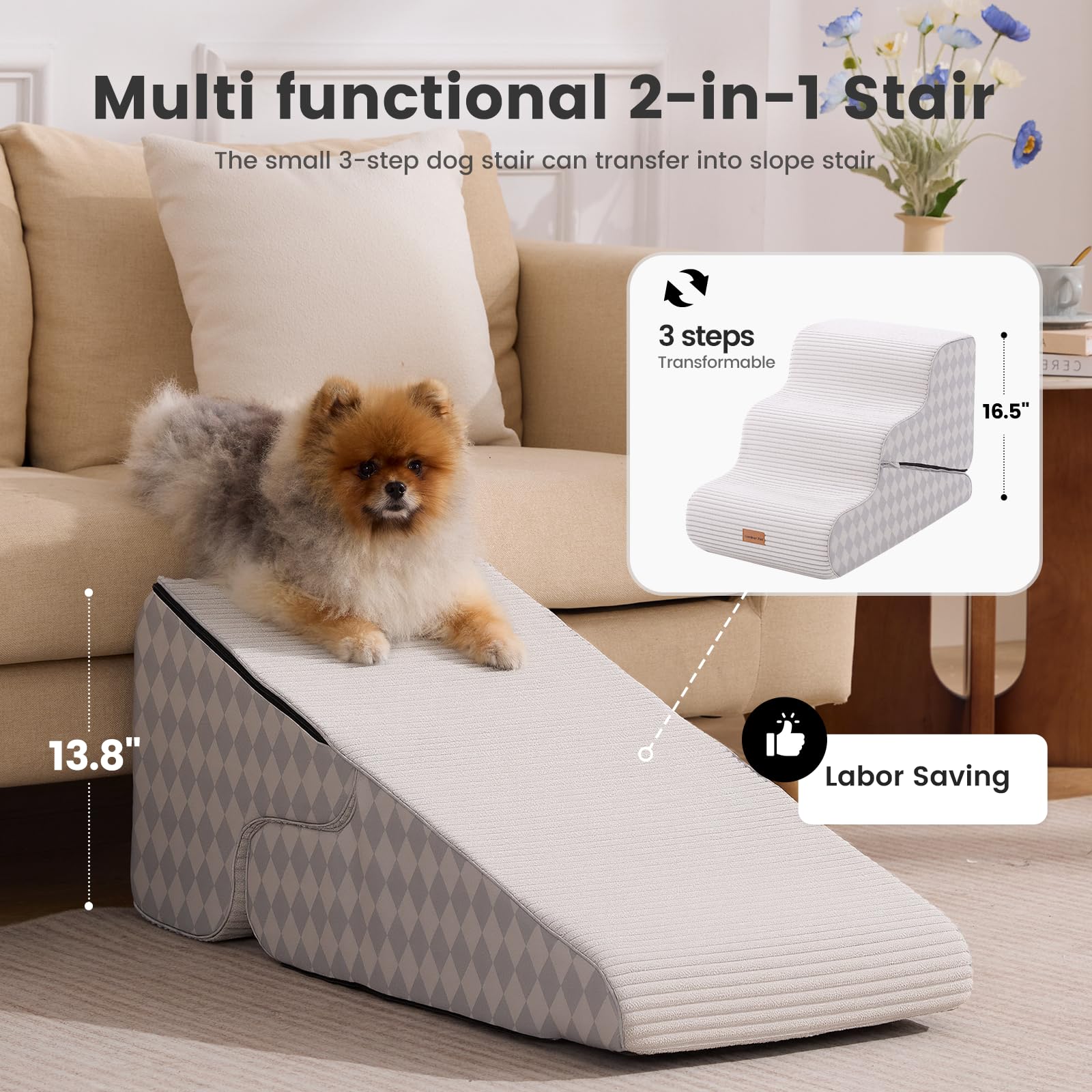Gardner Pet 16-5h side view illustrates compact height for sofas and chairs