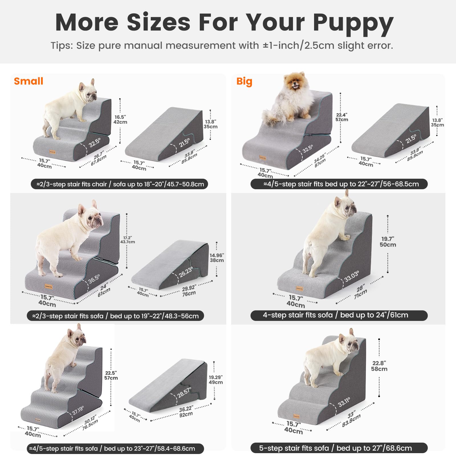 Gardner Pet 35D foam provides soft, supportive climbs for small dogs.