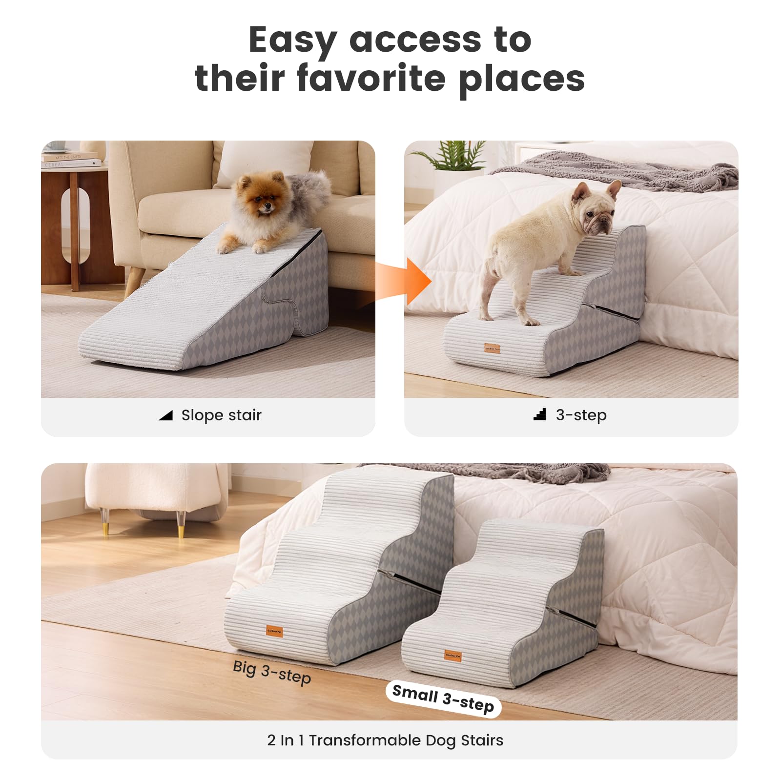 Gardner Pet 3-step use on chair or sofa for comfortable reach