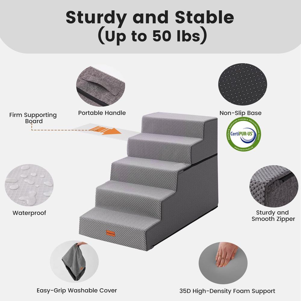 Gardner Pet anti-slip base helps pets climb confidently on any floor.