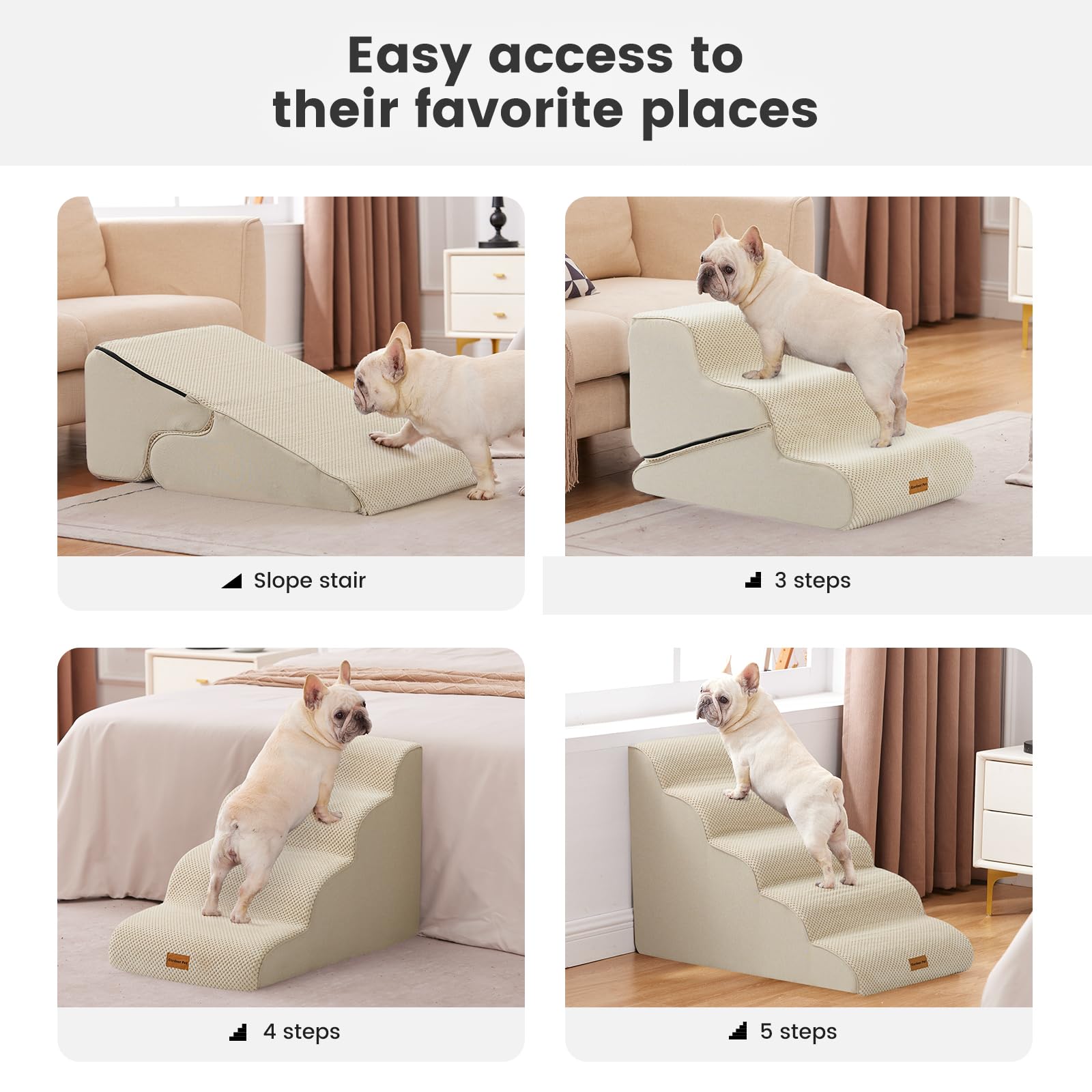 Gardner Pet dog stairs compact 16-5 inch height fits onto sofas and beds
