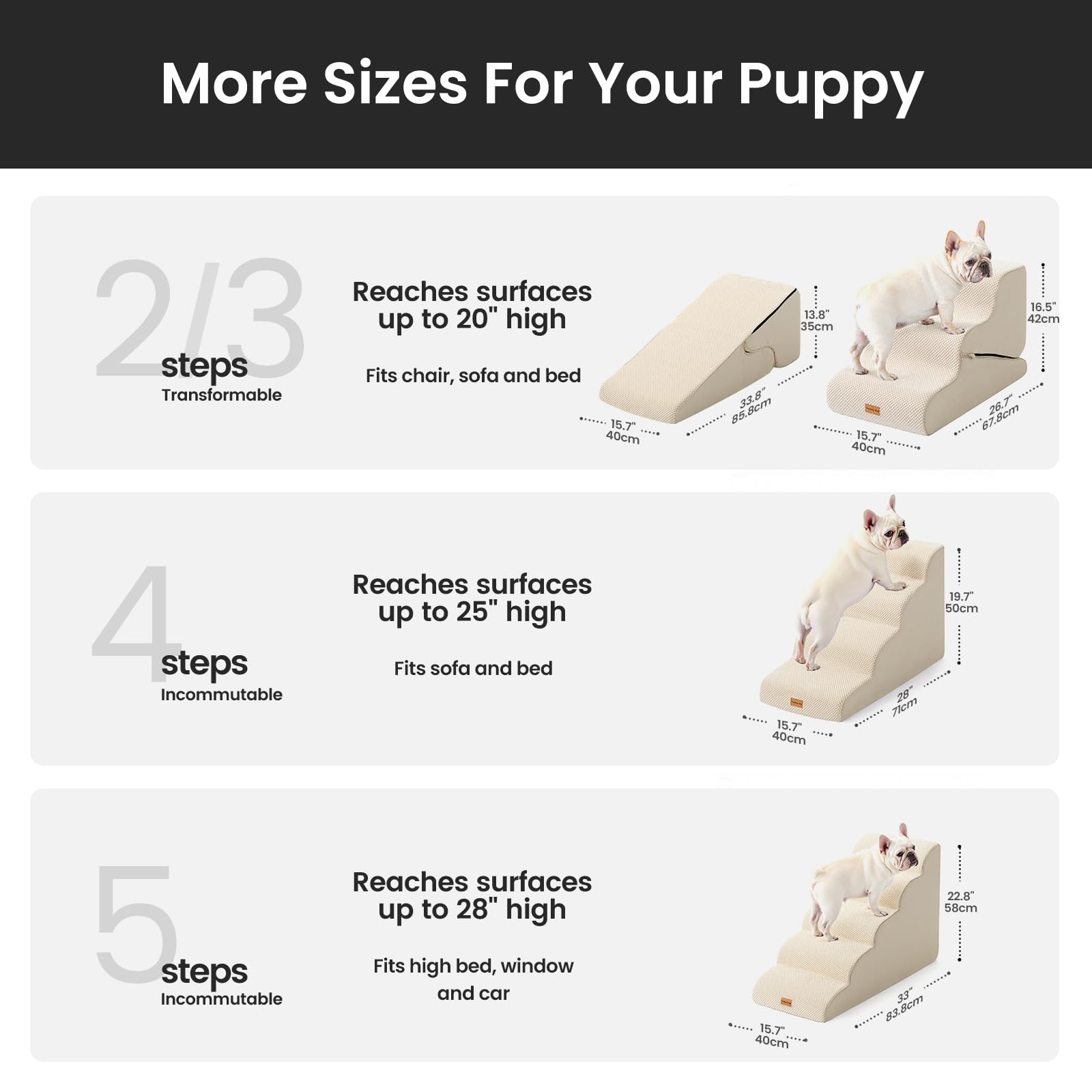 Gardner Pet dog stairs foam core cushions joints for small breeds