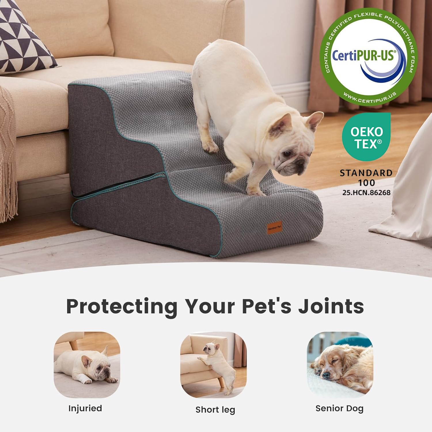 Gardner Pet high-quality 35D foam detail offers plush, supportive surface.