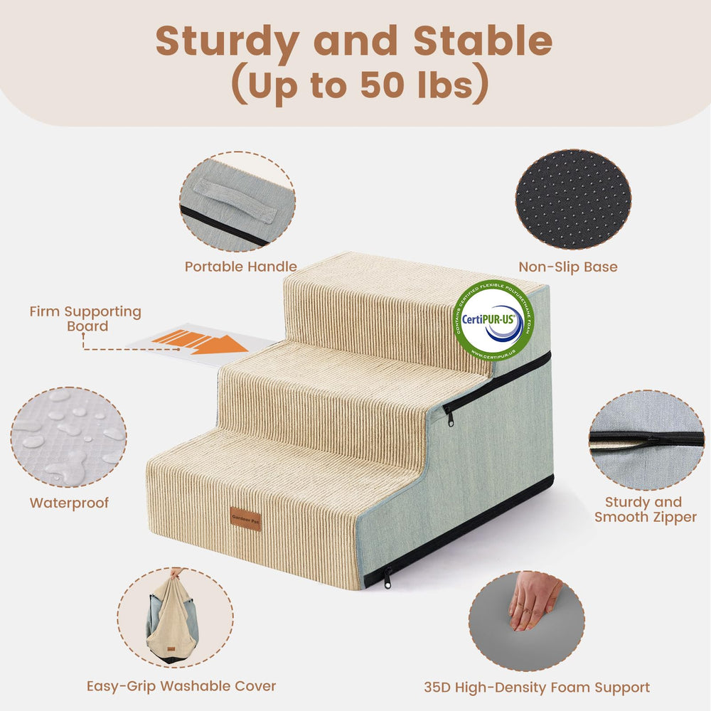 Gardner Pet dog stairs fold into a bed-ready cushion for naps