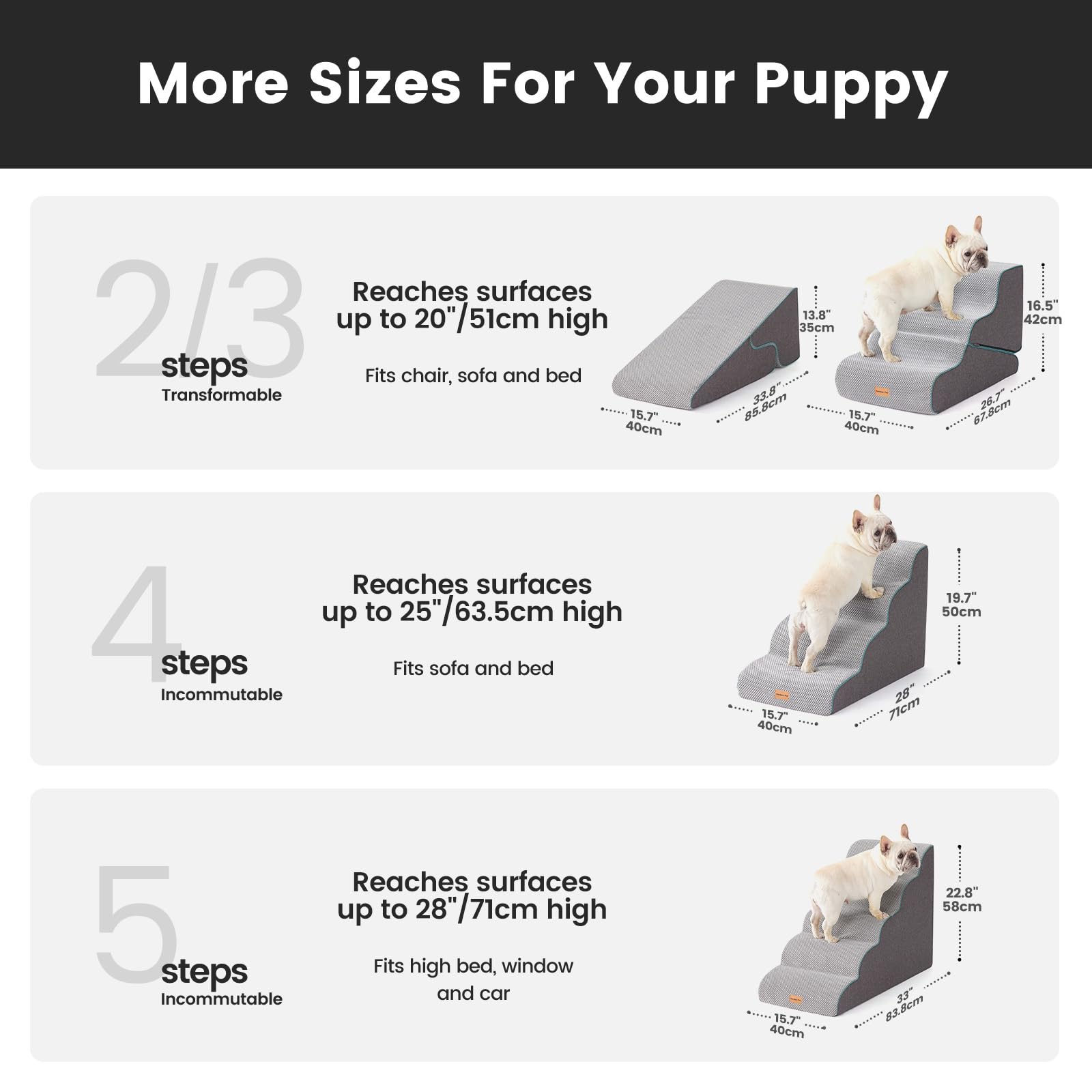 Gardner Pet dog stairs for high bed provide safe access to beds and couches.