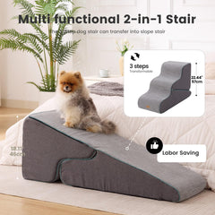 Gardner Pet dog stairs with ramp conversion enabling smooth transitions to sofa.