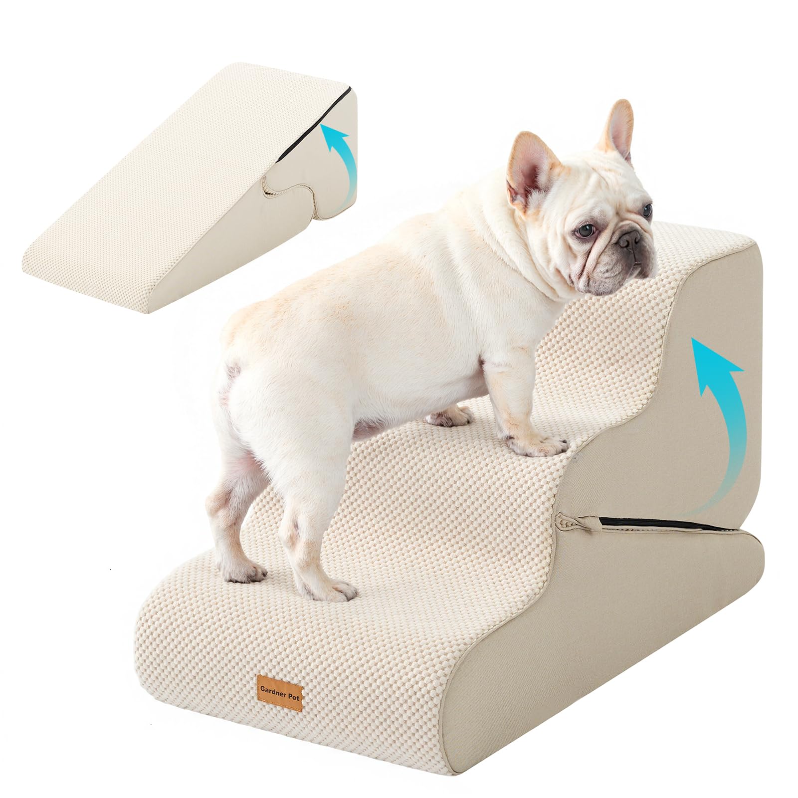 Gardner Pet dog stairs beige two-in-one design supports small dogs to reach furniture