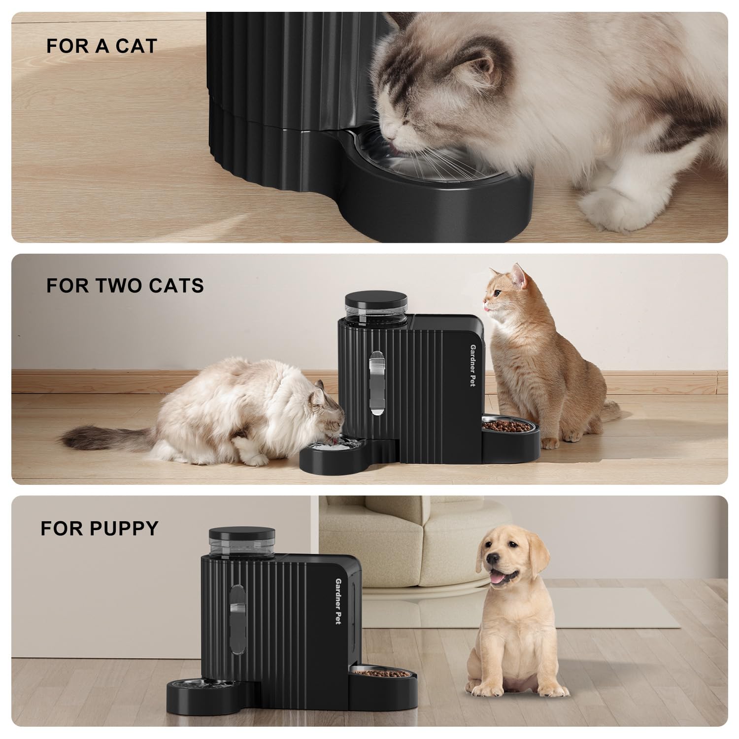 Gardner Pet dry food compatibility supports safe, dry kibble feeding.