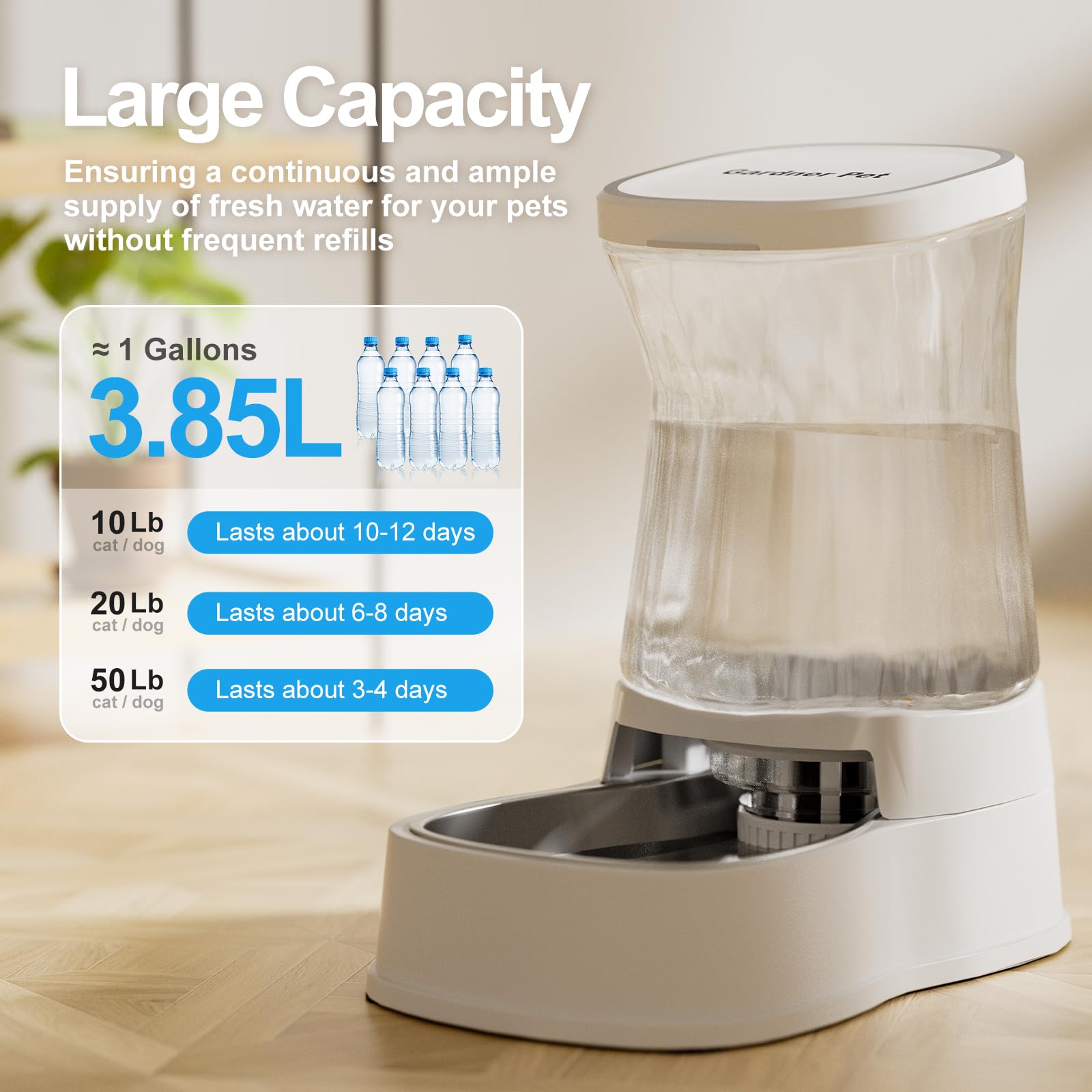 Filter cotton at outlet of Gardner Pet dispenser keeps water cleaner for longer