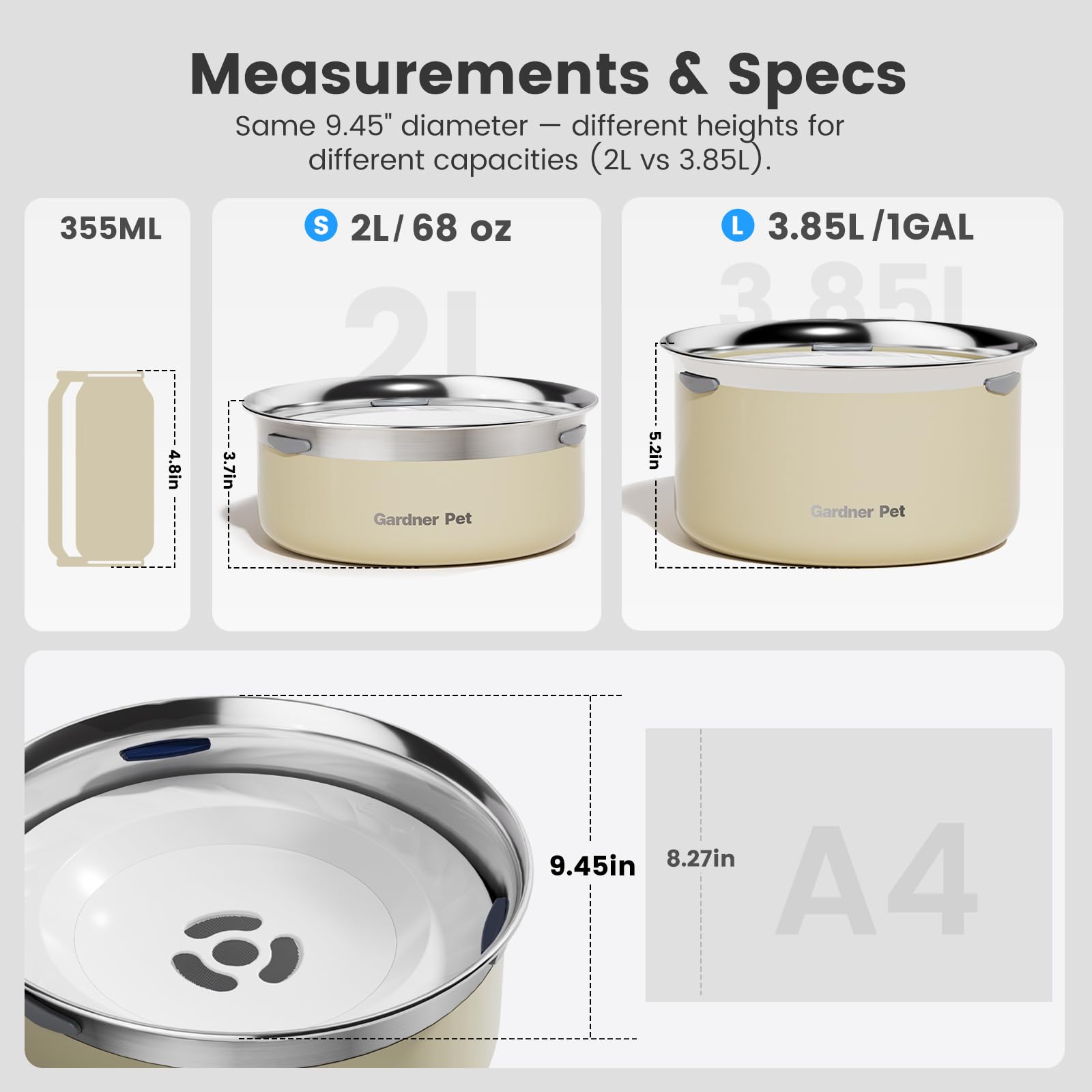 Gardner Pet floating-disk slow-drinking feeder controls water flow.