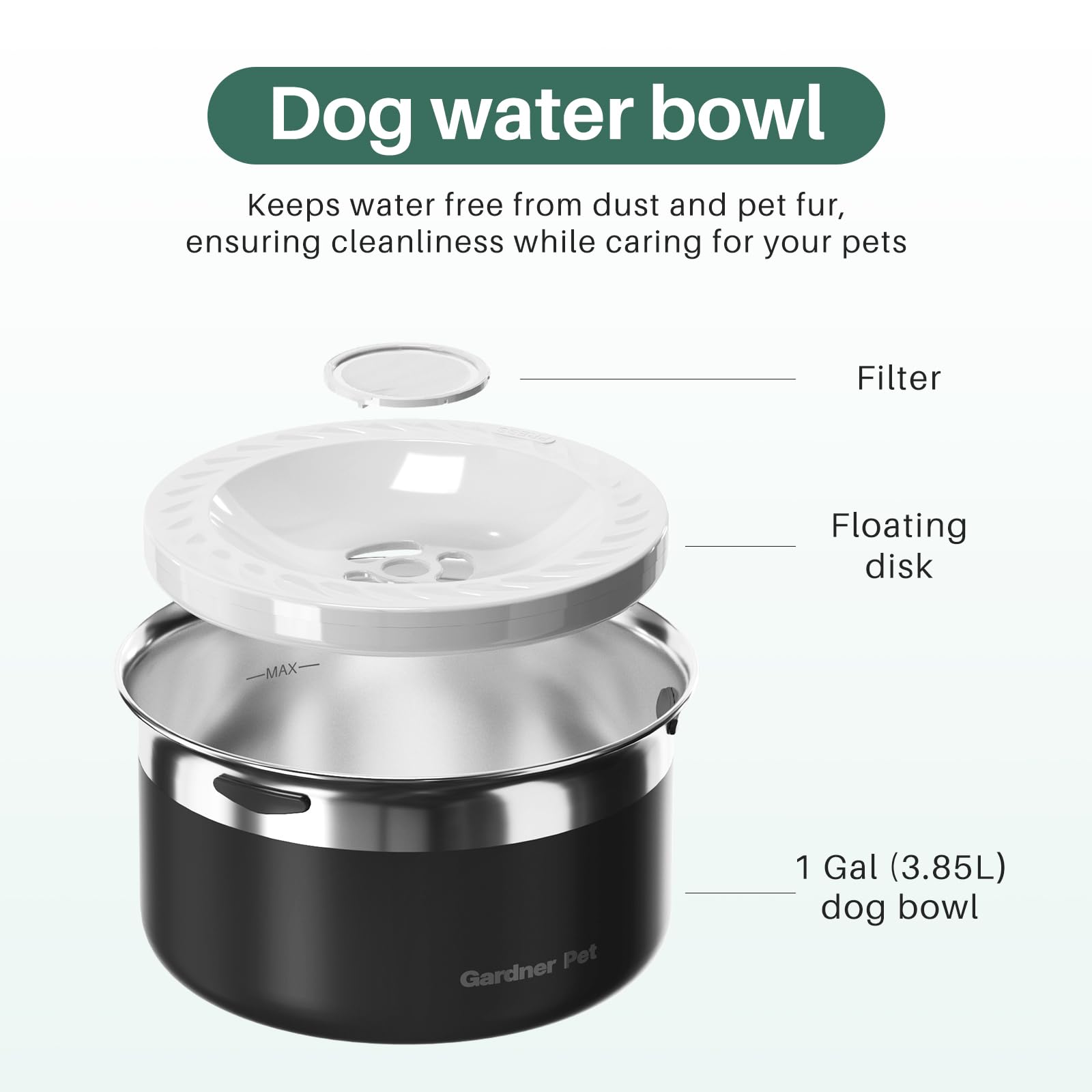 Gardner Pet floating disk mechanism reduces gulping
