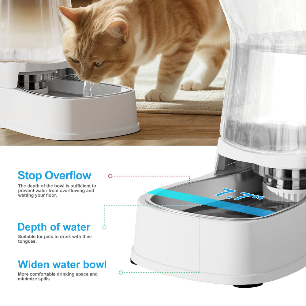 Stable trapezoidal tank design of Gardner Pet gravity dispenser for secure placement