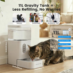 Gardner Pet gravity-fed water dispenser demonstrating steady flow without electricity.