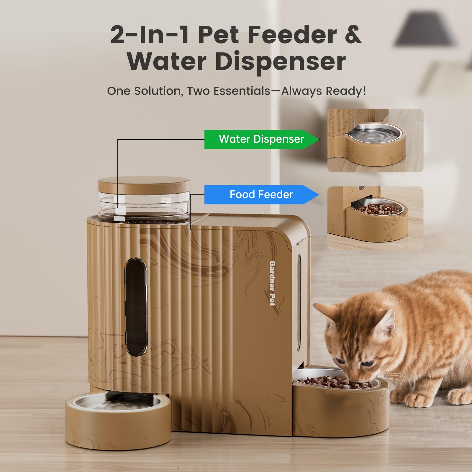 Gardner Pet Gravity water dispenser with built-in filter ensuring clean hydration