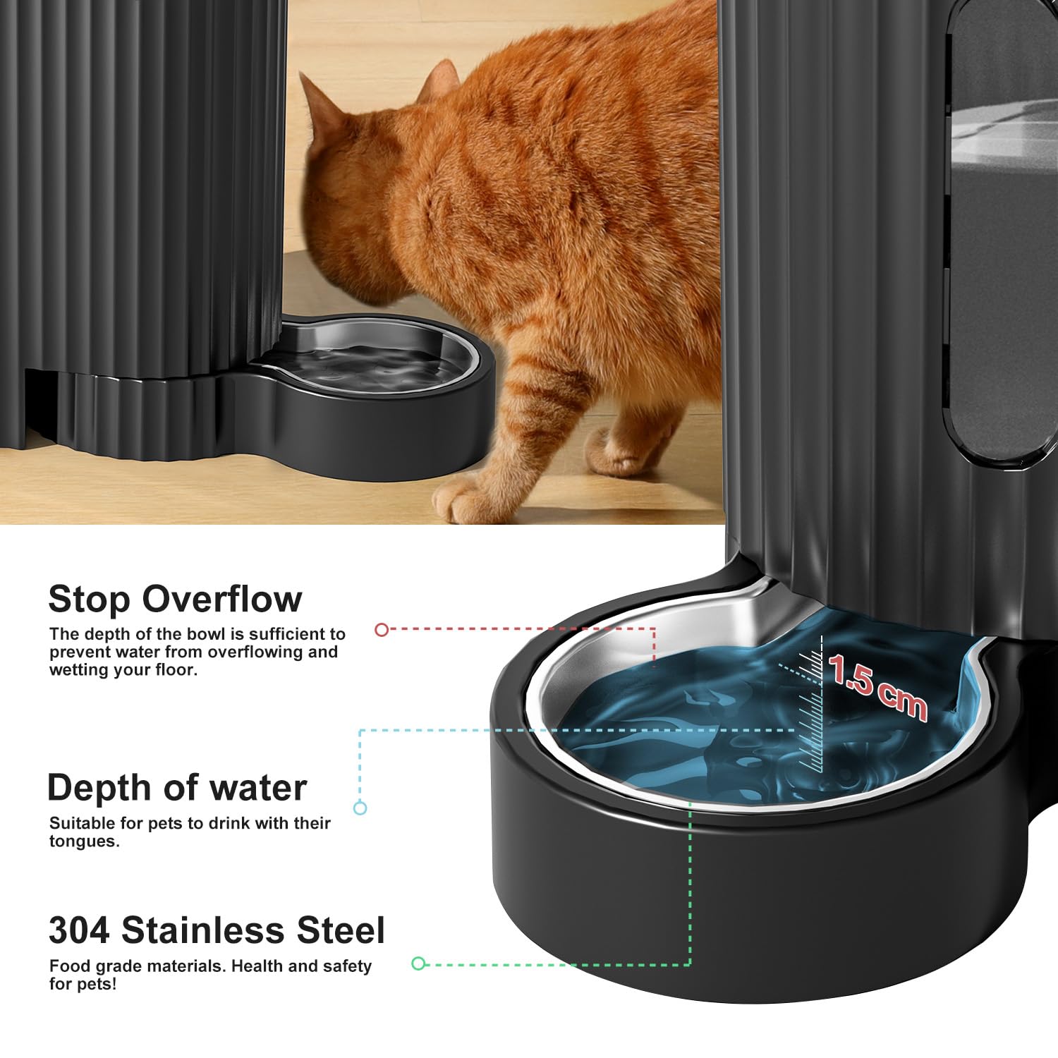 Gardner Pet water dispenser base rotates 180 degrees for stable placement.