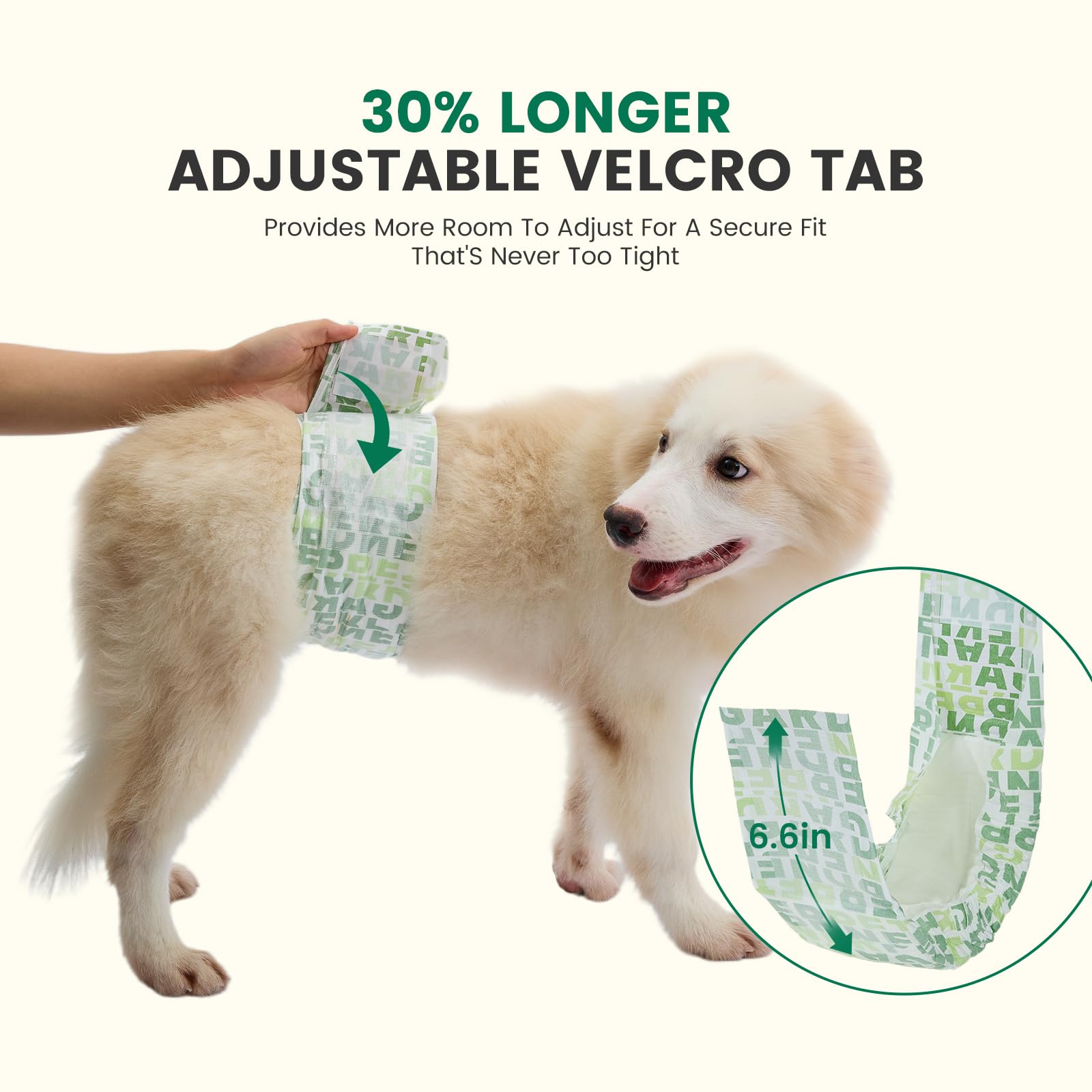Gardner Pet diapers highlighting the 6-layer core for quick moisture control.