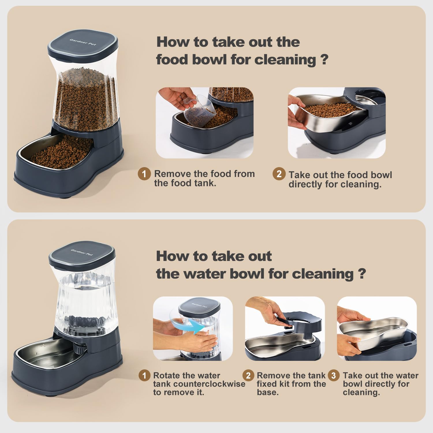 Gardner Pet non-slip base helps prevent tipping during meals and hydration.