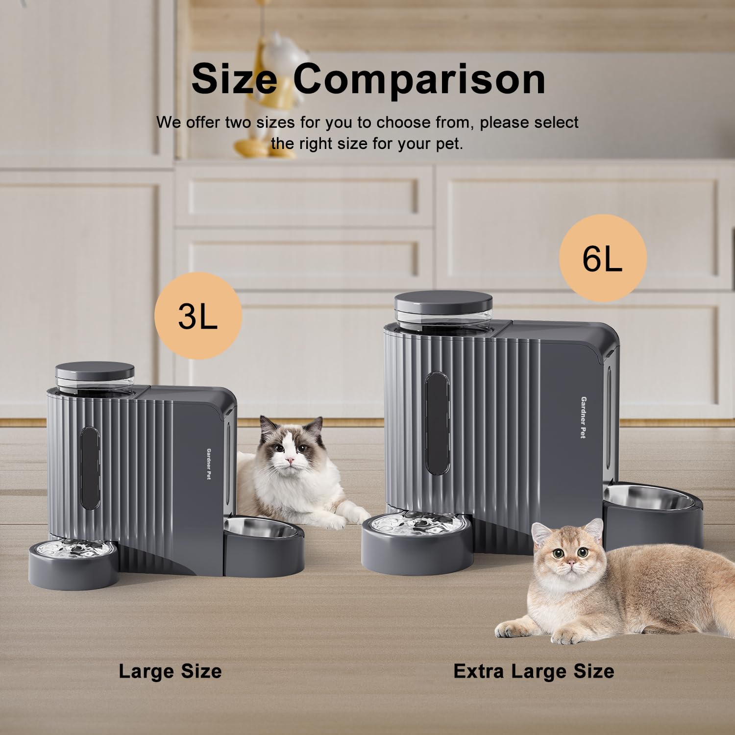 Gardner Pet non-slip base stabilizes the feeder on the floor.
