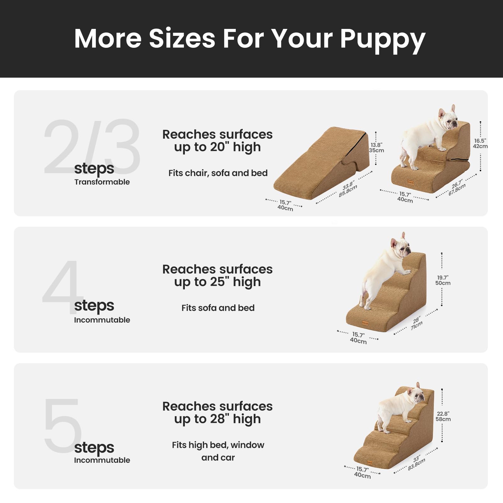 Gardner Pet stairs in use on a couch to reach the seat.