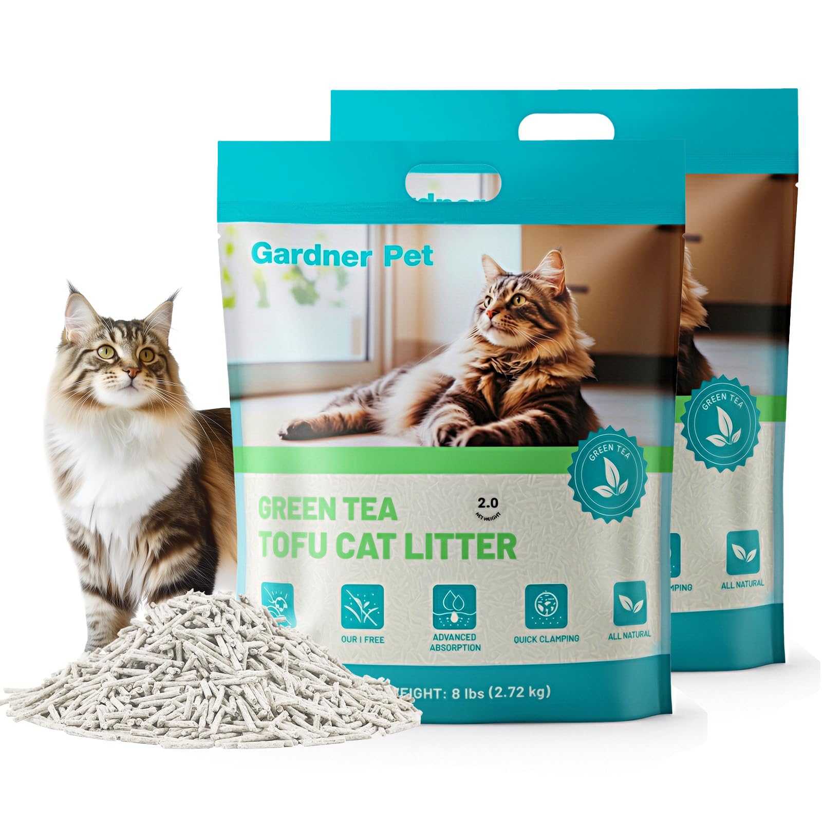 Gardner Pet tofu litter demonstrates fast absorption for a drier box.