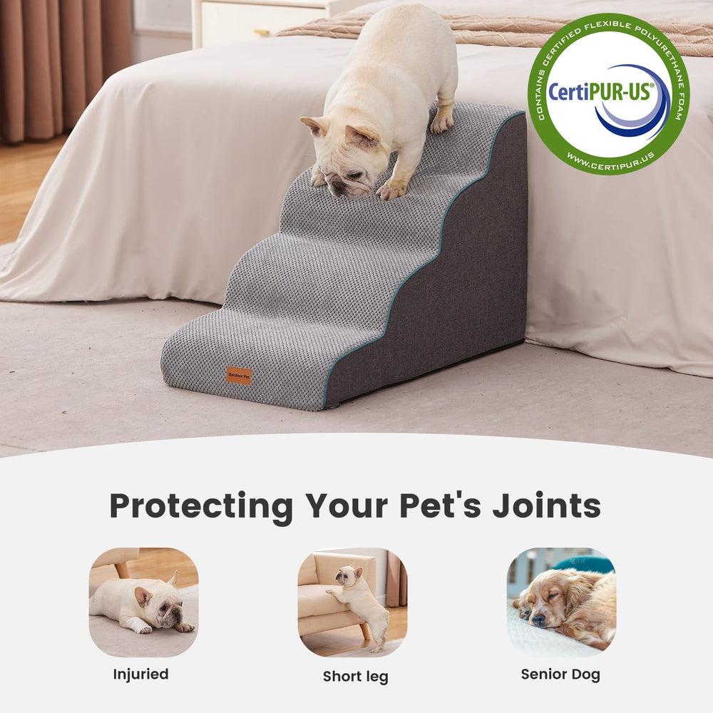 Gardner Pet machine-washable waterproof cover protects stairs from accidents.