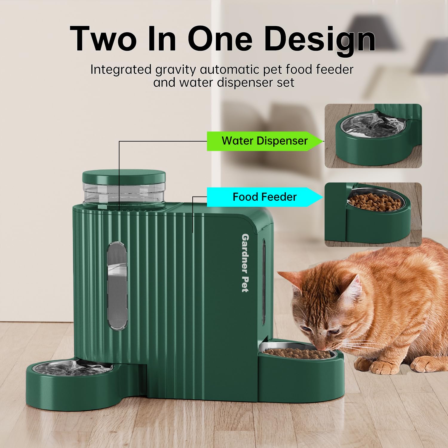 Gardner Pet water dispenser with adjustable base keeps water stable on the floor
